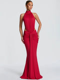 Veloura Rollkragen Abendkleid – Rückenfrei Bodycon Maxikleid